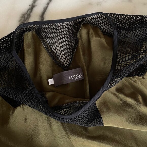 Myne Short Sleeve Silk Top with Mesh Details - Picture 9 of 13